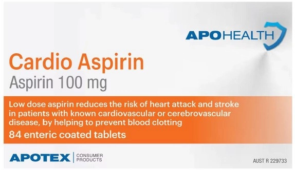 Apohealth Cardio Aspirin 100mg 84 Enteric Coated Tablets