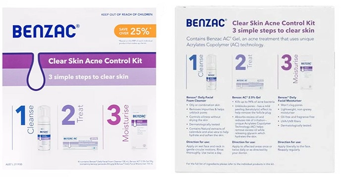 Benzac 3 Step Clear Skin Acne Control Kit