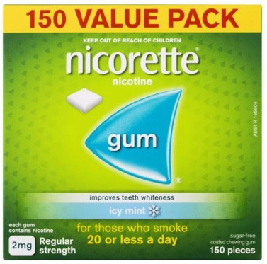 Nicorette Quit Smoking Nicotine Gum 2mg Icy Mint 150 Pieces Value Pack