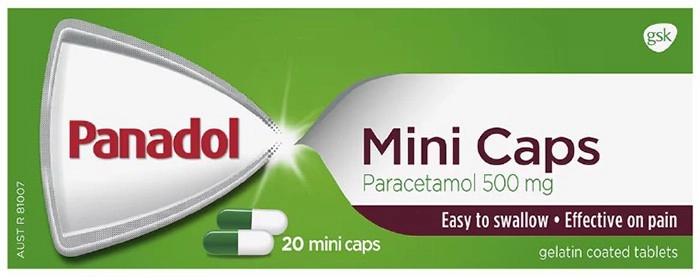 Panadol Mini Caps Pain Relief Paracetamol 500mg 20 Pack