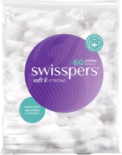 Swisspers Cotton Wool Balls White 60 Pack