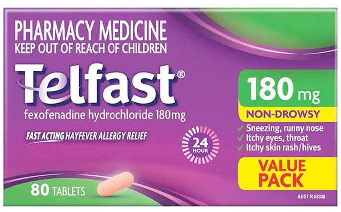 Telfast Fast Acting Hayfever Allergy Relief 180mg 80 Tablets