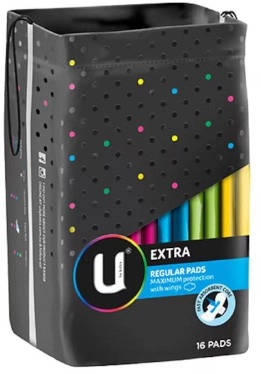 U by Kotex Extra Regular Pads with Wings 16 Pack