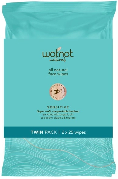 Wotnot Natural Sensitive Skin Face Wipes 2 x 25 Pack