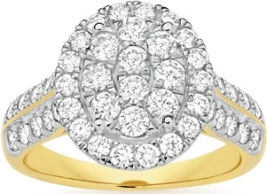 18ct Gold Diamond Oval Cluster Ring