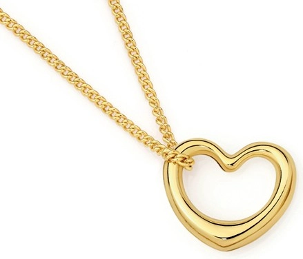 9ct Gold 14mm Open Heart Floating Pendant