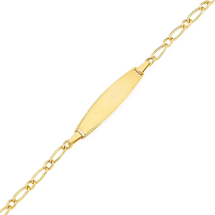 9ct Gold 15cm Hollow Figaro 1+1 I.D. Bracelet