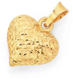 9ct Gold 15mm Puff Heart Pendant