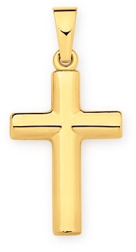 9ct Gold 18mm Plain Cross Pendant