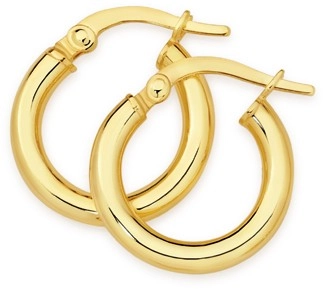 9ct Gold 2.5x10mm Polished Hoop Earrings