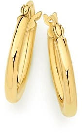 9ct Gold 2x10mm Polished Hoop Earrings