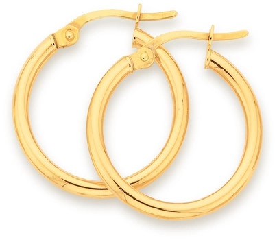 9ct Gold 2x15mm Polished Hoop Earrings