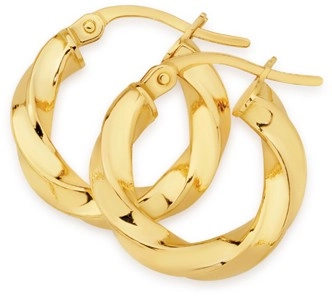 9ct Gold 3x10mm Twist Hoop Earrings