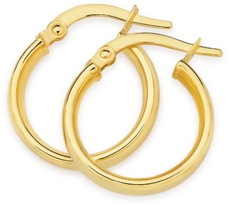 9ct Gold 4x12mm Half Round Hoop Earrings