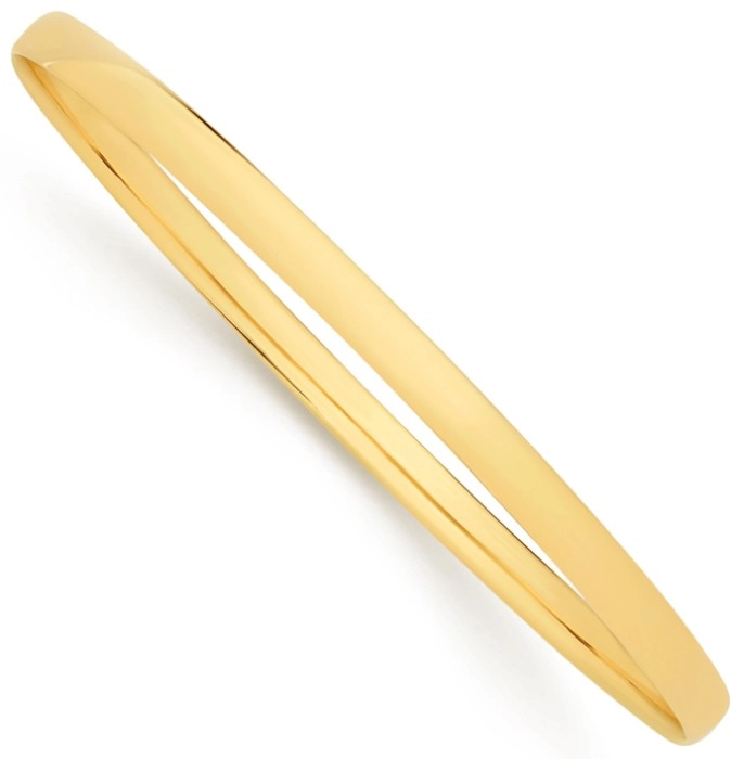 9ct Gold 4x65mm Solid Bangle