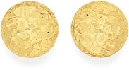 9ct Gold 6mm Diamond-cut Button Stud Earrings