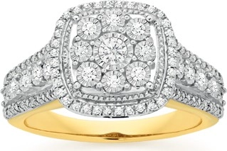 9ct Gold Diamond Cushion Ring