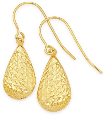 9ct Gold Diamond-Cut Pear Drop Earrings