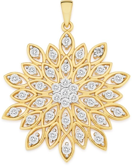 9ct Gold Diamond Fancy Flower Pendant