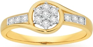 9ct Gold Diamond Flower Ring