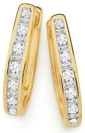 9ct Gold Diamond Huggie Earrings