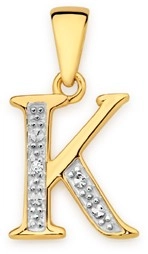 9ct Gold Diamond Initial K Pendant