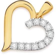 9ct Gold Diamond Open Heart Pendant