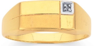 9ct Gold Diamond Set Gents Ring