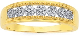 9ct Gold Diamond Seven Cluster Band