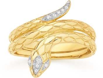 9ct Gold Diamond Snake Ring