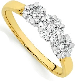 9ct Gold Diamond Trilogy Ring