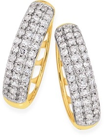 9ct Gold Pave Set Diamond Earrings