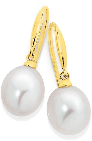 9ct Gold Pearl Drop Earrings