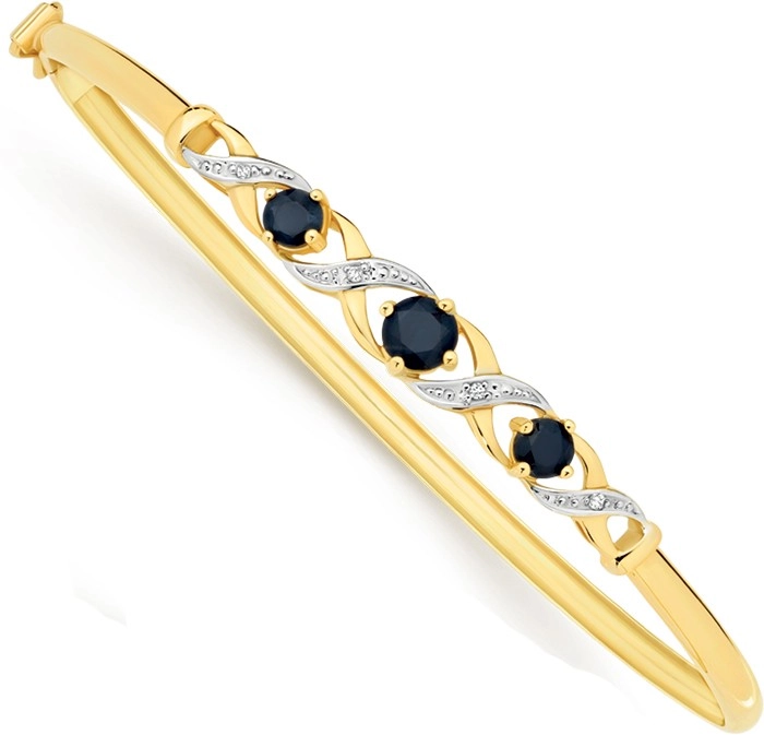 9ct Gold Sapphire & Diamond Bangle