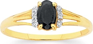 9ct Gold Sapphire & Diamond Oval Ring