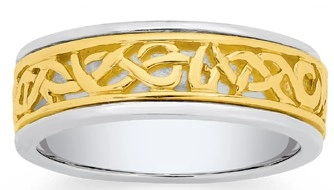 9ct Gold & Sterling Sterling Silver Celtic Pattern Gents Ring