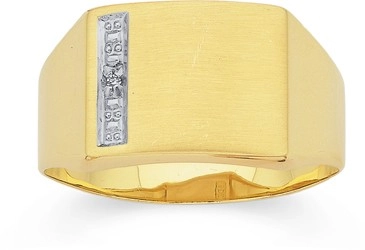 9ct Gold Two Tone Diamond-set Gents Ring