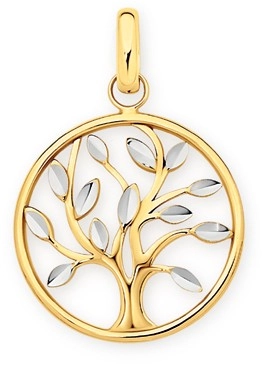 9ct Gold Two Tone Tree of Life Circle Pendant