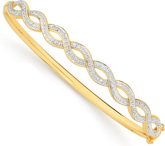 9ct Two Tone Gold 60mm Bangle