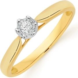 9ct Two Tone Gold Diamond Solitaire Ring