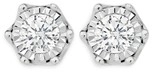 9ct Two Tone Gold Diamond Stud Earrings