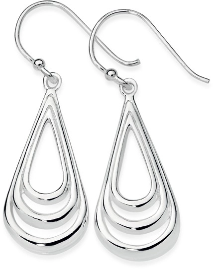 Sterling Silver 3 Teardrop Hook Drop Earrings