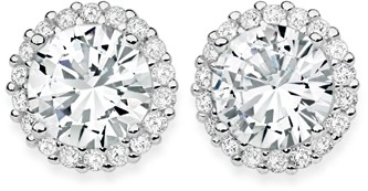 Sterling Silver 8mm Cubic Zirconia and Halo Stud Earrings