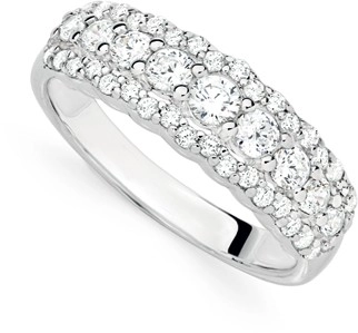 Sterling Silver 9 Cubic Zirconia Fancy Anniversary Ring