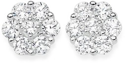 Sterling Silver Cubic Zirconia Cluster Earrings