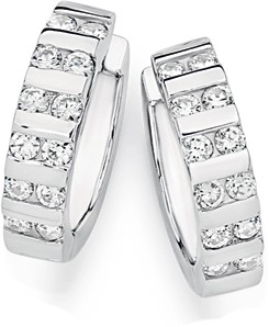 Sterling Silver Cubic Zirconia Huggie Earrings