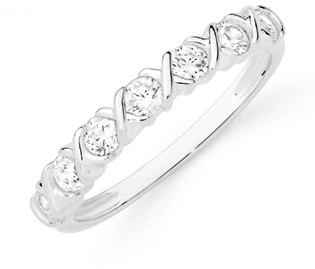 Sterling Silver Cubic Zirconia Hugs & Kisses Ring