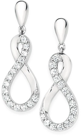 Sterling Silver Cubic Zirconia Infinity Drop Earrings