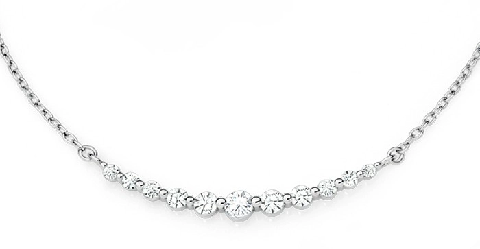 Sterling Silver Graduating Cubic Zirconia Necklet