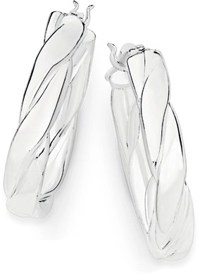 Sterling Silver Medium Twisted Pear Shape Hoop Earrings